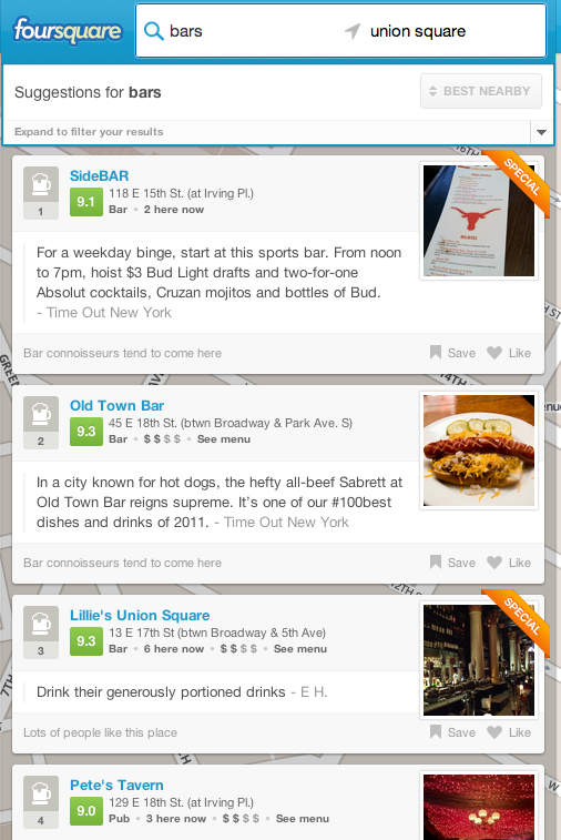 Foursquare Bars